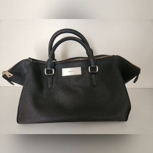 DKNY Black Satchel Bag with Gold Accents